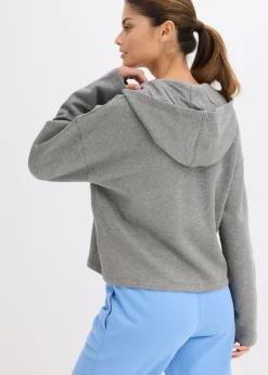 bonprix bonprix Chaqueta de chándal de algodón orgánico puro gris jaspeado moteado Outlet