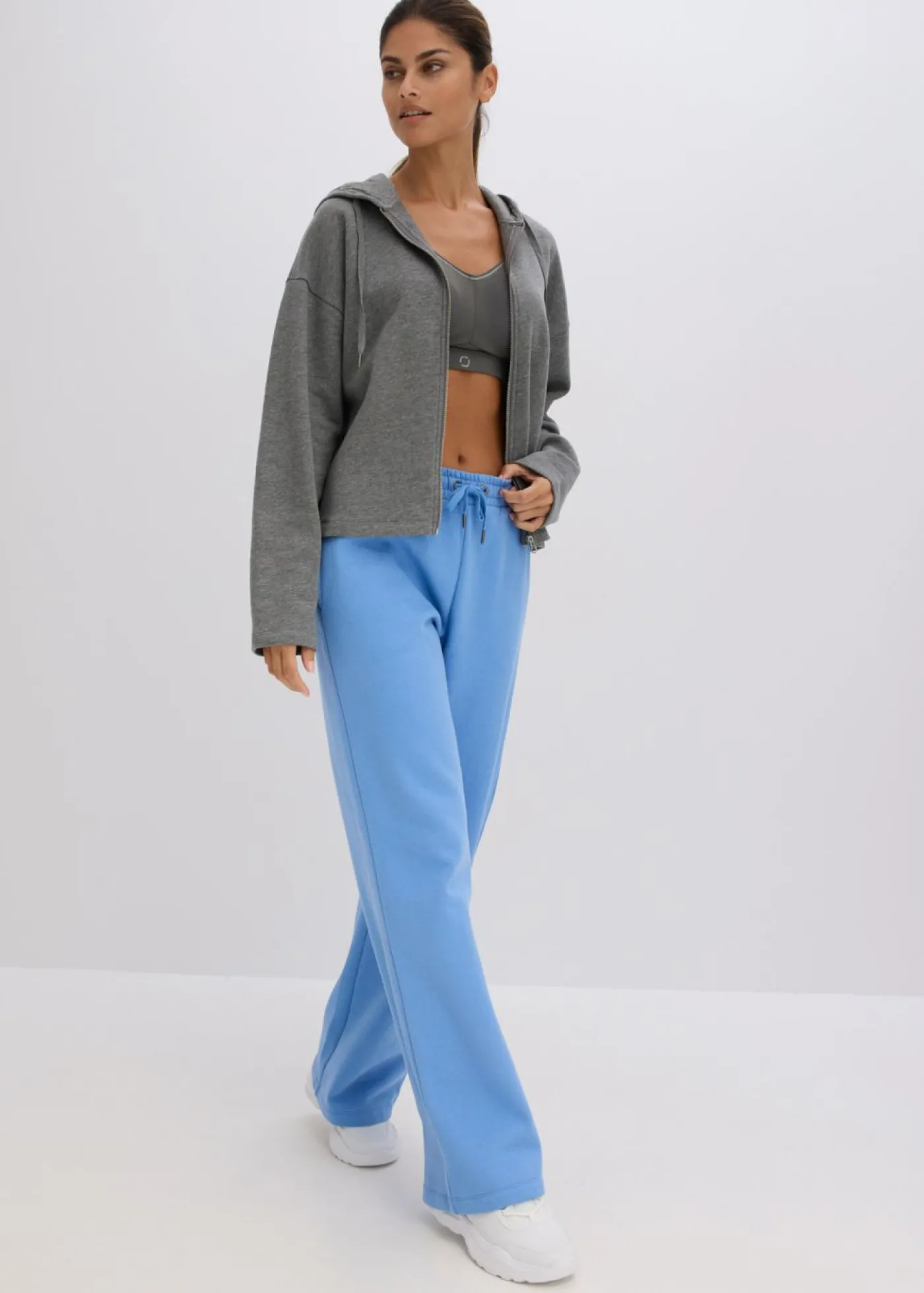 bonprix bonprix Chaqueta de chándal de algodón orgánico puro gris jaspeado moteado Outlet
