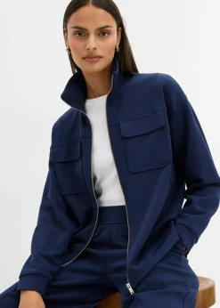 bonprix bonprix Chaqueta de chándal de mezcla de viscosa ligeramente brillante Azul marino Best