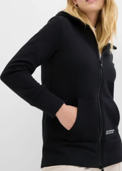 bonprix bonprix Chaqueta de chándal de suave mezcla de algodón Negro Outlet