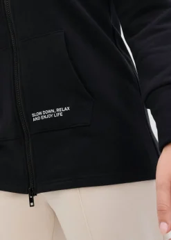bonprix bonprix Chaqueta de chándal de suave mezcla de algodón Negro Outlet