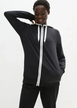 bonprix bonprix Chaqueta de chándal elástica con algodón Negro