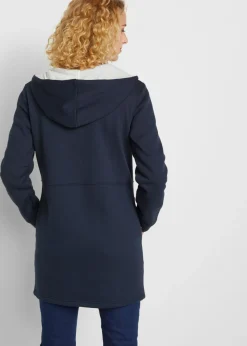 bonprix bonprix Chaqueta de chándal larga con capucha Azul marino Online