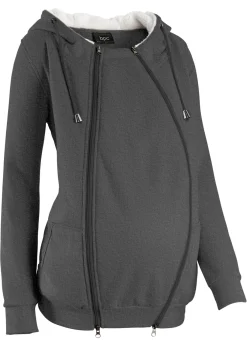 bonprix bonprix Chaqueta de chándal premamá y de porteo, 3 en 1, con interior esponjoso Antracita jaspeado Clearance