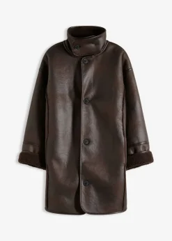 bonprix bonprix Chaqueta de imitación de piel de cordero marrón oscuro-marrón oscuro Clearance
