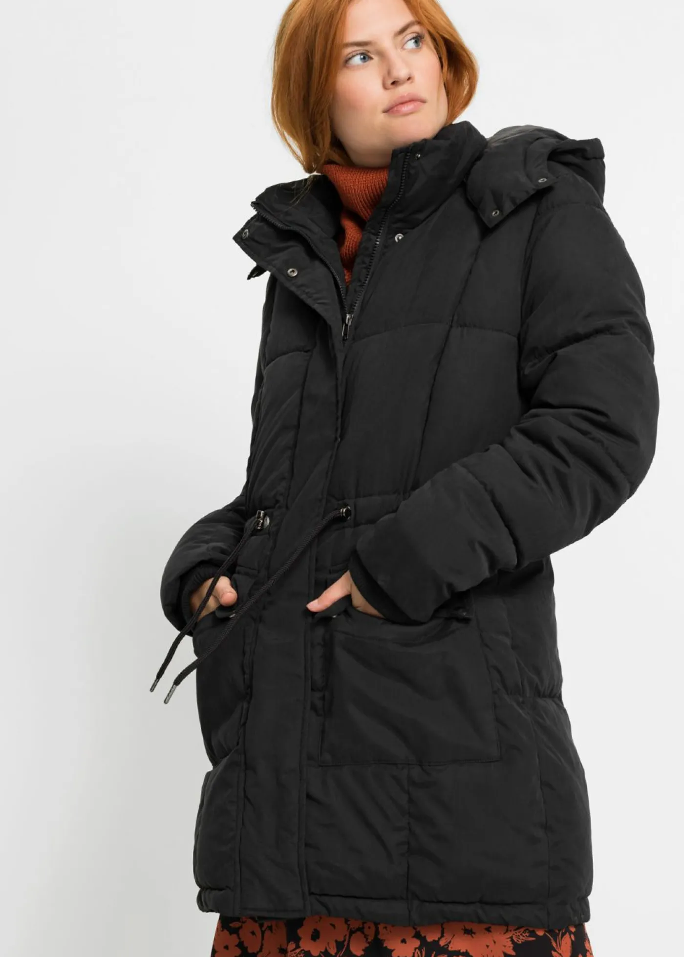 bonprix bonprix Chaqueta de invierno con cintura ajustable Negro