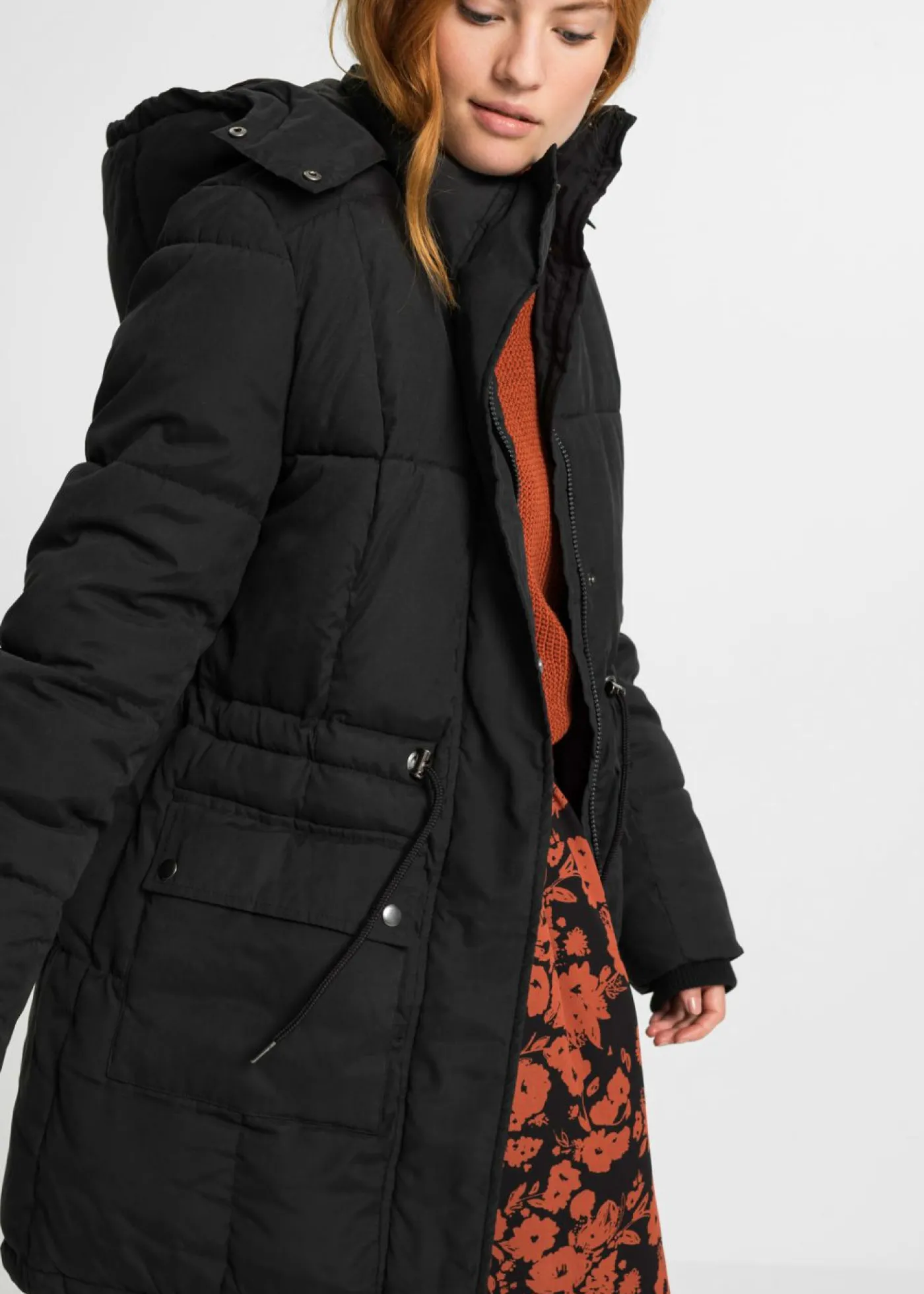 bonprix bonprix Chaqueta de invierno con cintura ajustable Negro