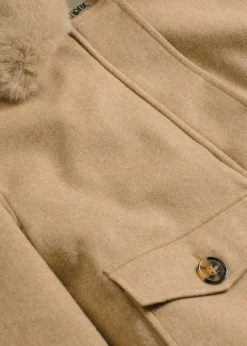 bonprix bonprix Chaqueta de invierno con aspecto de lana caqui claro moteado New