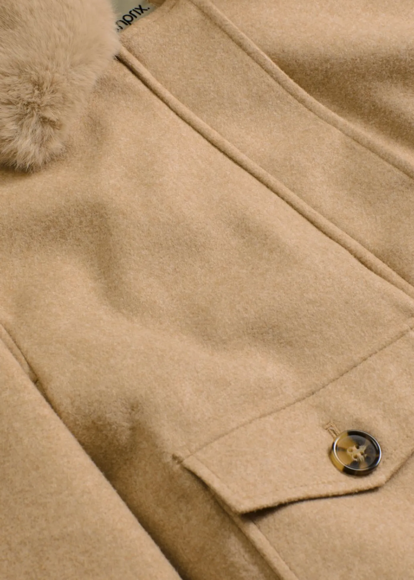 bonprix bonprix Chaqueta de invierno con aspecto de lana caqui claro moteado New