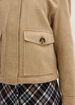 bonprix bonprix Chaqueta de invierno con aspecto de lana caqui claro moteado New