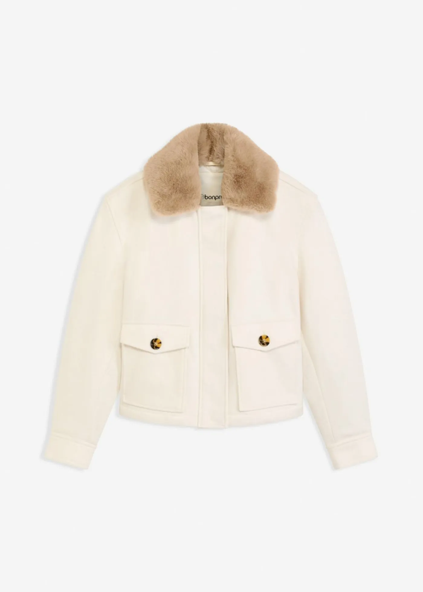 bonprix bonprix Chaqueta de invierno con aspecto de lana blanco perla