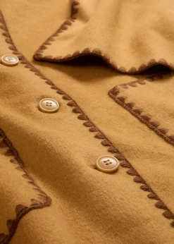 bonprix bonprix Chaqueta de lana con bordado decorativo (conjunto de 2 piezas con bufanda) Avellana Clearance