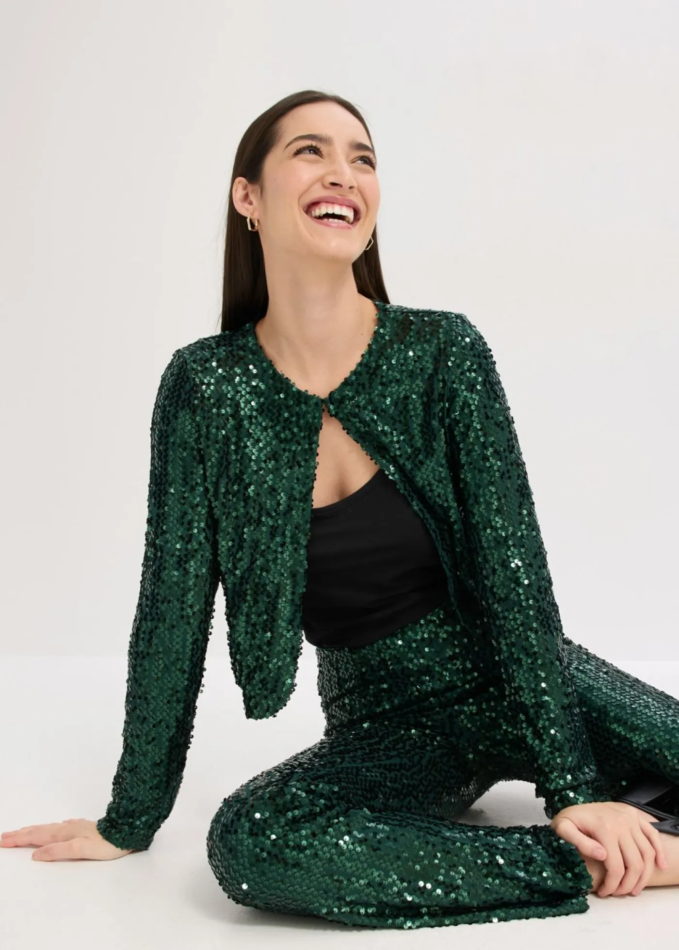bonprix bonprix Chaqueta de lentejuelas Verde intenso Hot