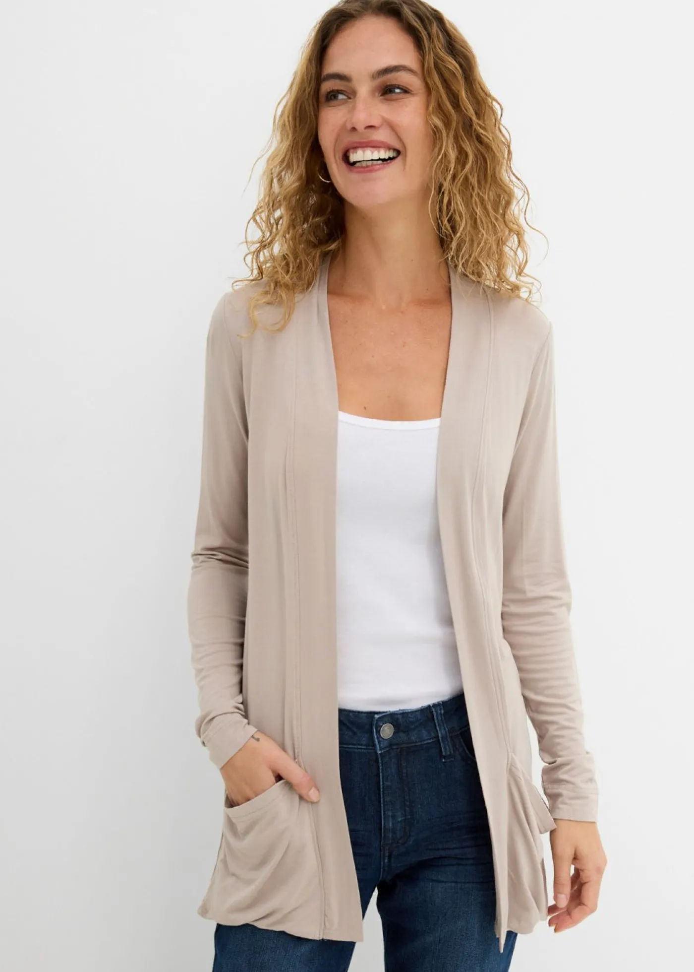 bonprix bonprix Chaqueta de mezcla de viscosa suave Piedra Outlet