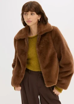 bonprix bonprix Chaqueta de pelo sintético marrón pimienta New