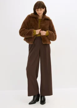 bonprix bonprix Chaqueta de pelo sintético marrón pimienta New