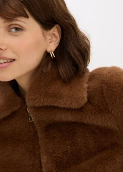 bonprix bonprix Chaqueta de pelo sintético marrón pimienta New