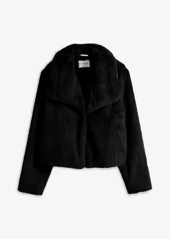bonprix bonprix Chaqueta de pelo sintético Negro Clearance