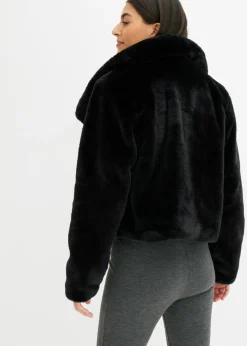 bonprix bonprix Chaqueta de pelo sintético Negro Clearance