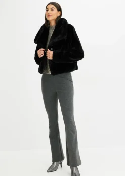 bonprix bonprix Chaqueta de pelo sintético Negro Clearance