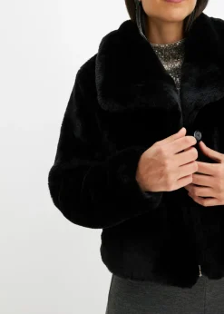 bonprix bonprix Chaqueta de pelo sintético Negro Clearance