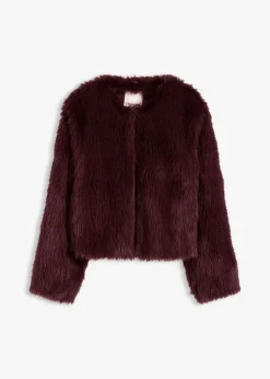 bonprix bonprix Chaqueta de pelo sintético rojo burdeos