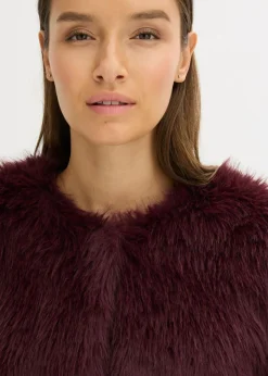 bonprix bonprix Chaqueta de pelo sintético rojo burdeos