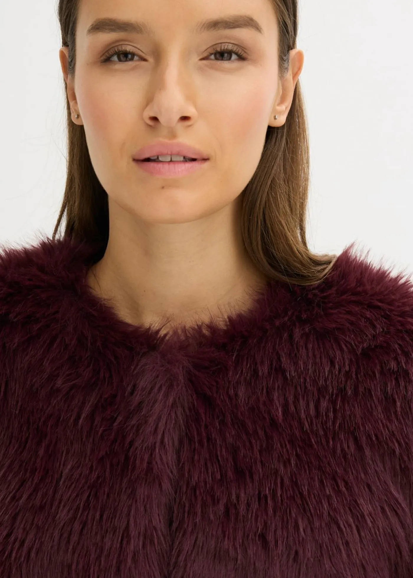 bonprix bonprix Chaqueta de pelo sintético rojo burdeos