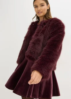 bonprix bonprix Chaqueta de pelo sintético rojo burdeos