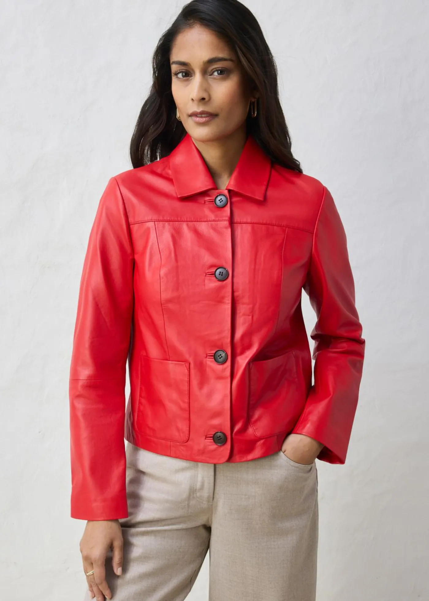 bonprix bonprix Chaqueta de piel de napa de cordero suave fresa Discount