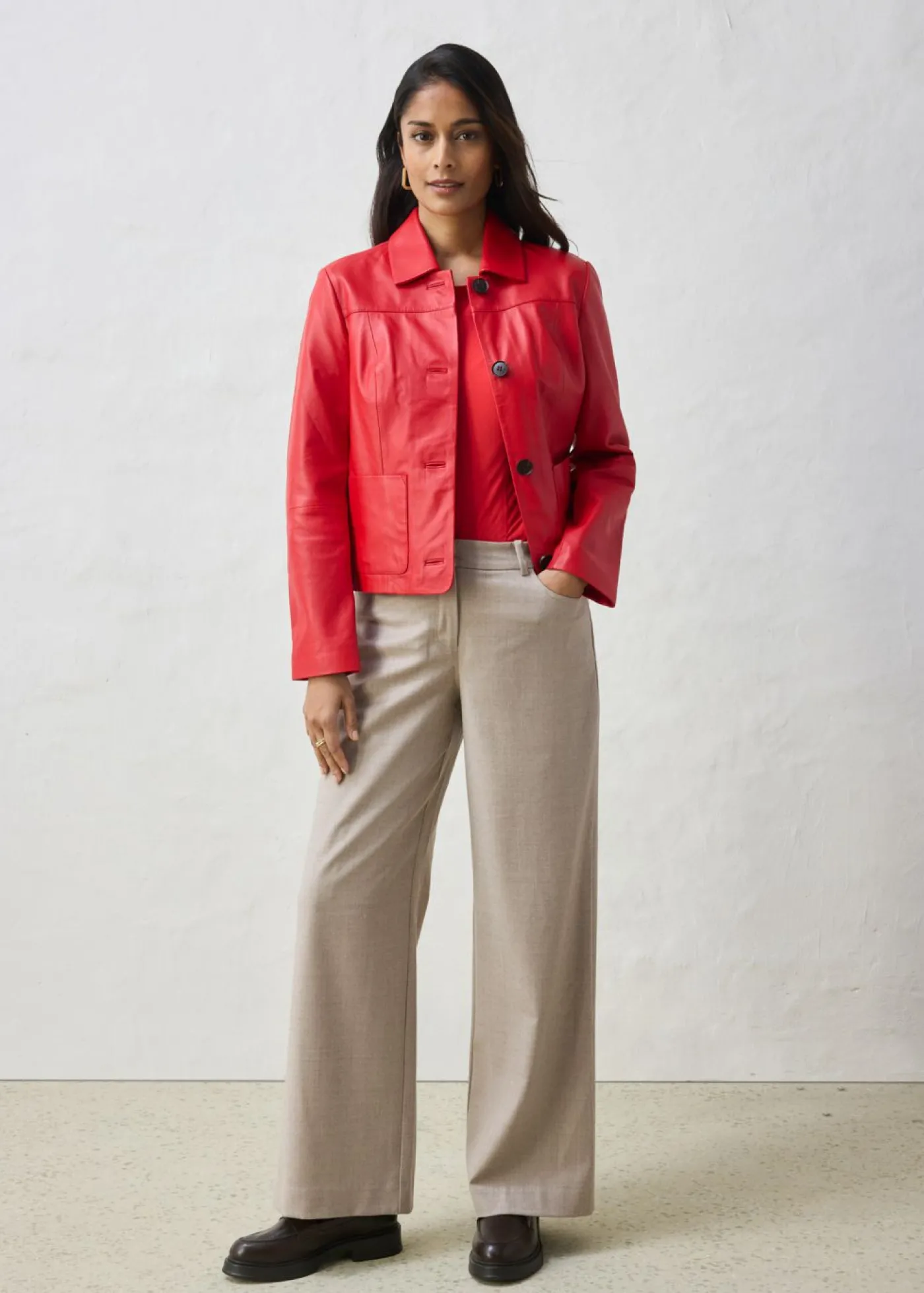 bonprix bonprix Chaqueta de piel de napa de cordero suave fresa Discount