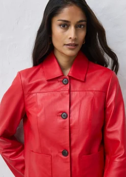 bonprix bonprix Chaqueta de piel de napa de cordero suave fresa Discount