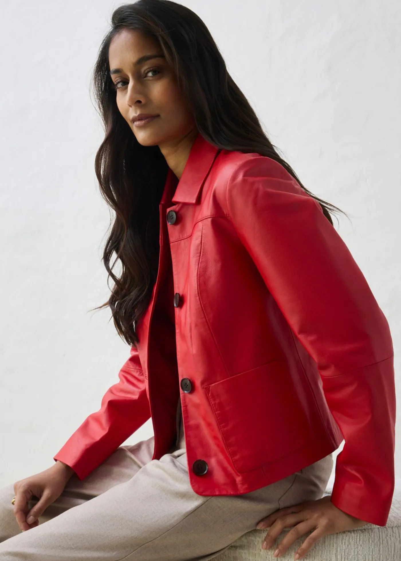 bonprix bonprix Chaqueta de piel de napa de cordero suave fresa Discount