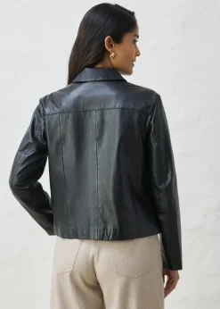 bonprix bonprix Chaqueta de piel de napa de cordero suave Negro New