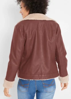 bonprix bonprix Chaqueta de piel sintética, con forro Marrón café Best