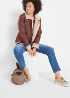 bonprix bonprix Chaqueta de piel sintética, con forro Marrón café Best