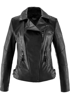 bonprix bonprix Chaqueta de piel sintética de viscosa pura Negro Hot