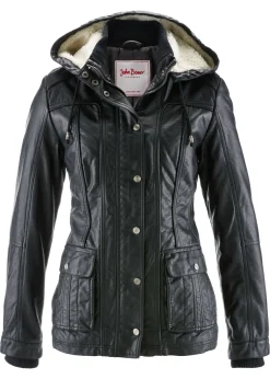 bonprix bonprix Chaqueta de piel sintética Negro Sale