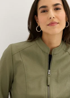 bonprix bonprix Chaqueta de piel sintética de viscosa pura Oliva Best