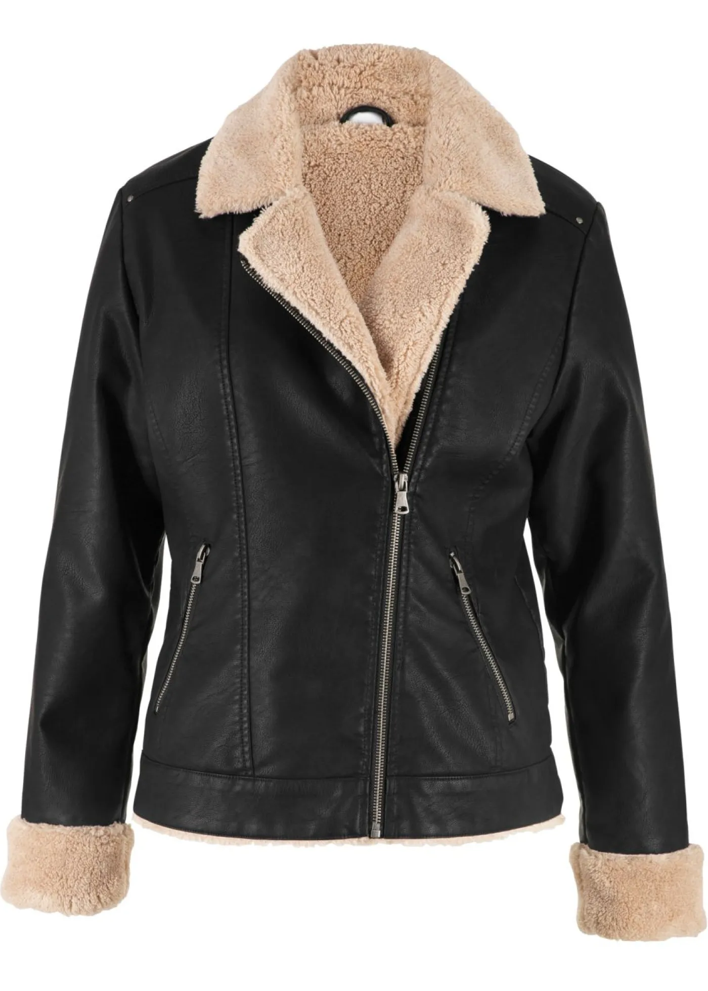 bonprix bonprix Chaqueta de piel sintética, con forro Negro Discount