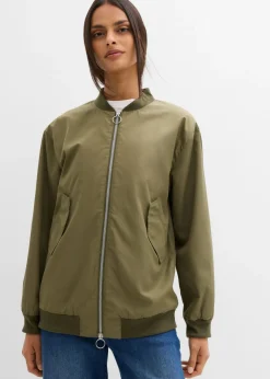bonprix bonprix Chaqueta de piloto ancha con forro de leopardo Verde oliva oscuro Outlet