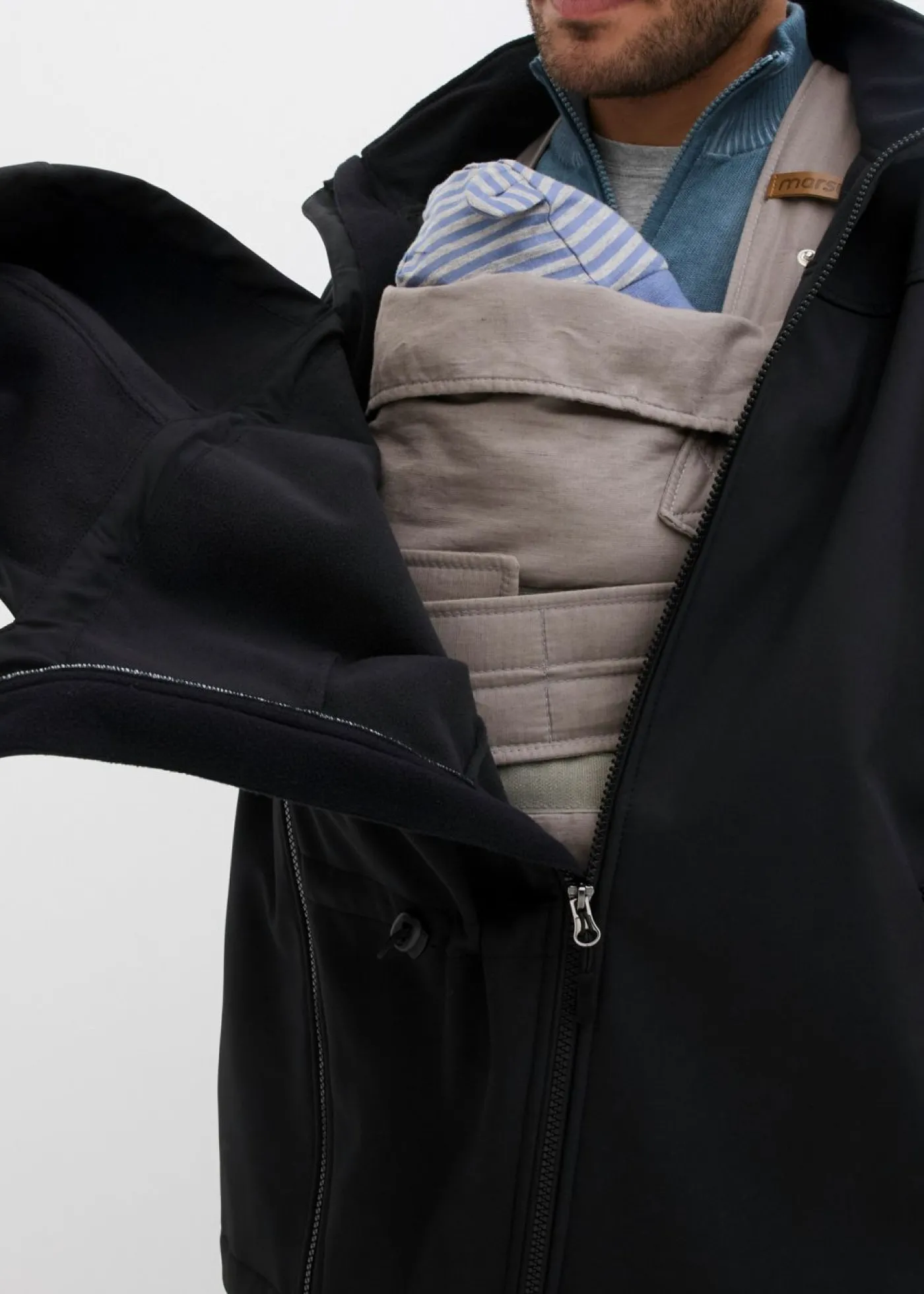 bonprix bonprix Chaqueta de porteo 2 en 1 para hombre con inserto de porteo Negro New