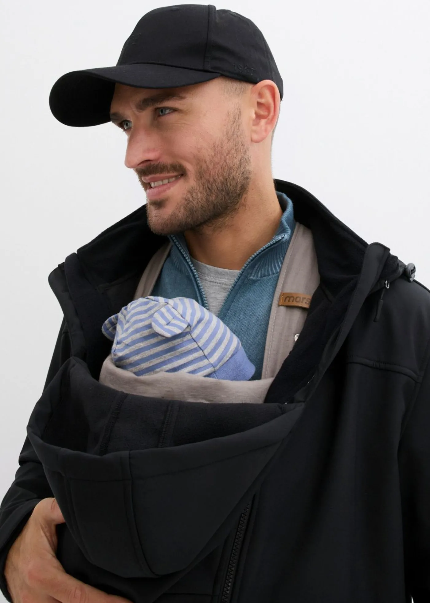bonprix bonprix Chaqueta de porteo 2 en 1 para hombre con inserto de porteo Negro New