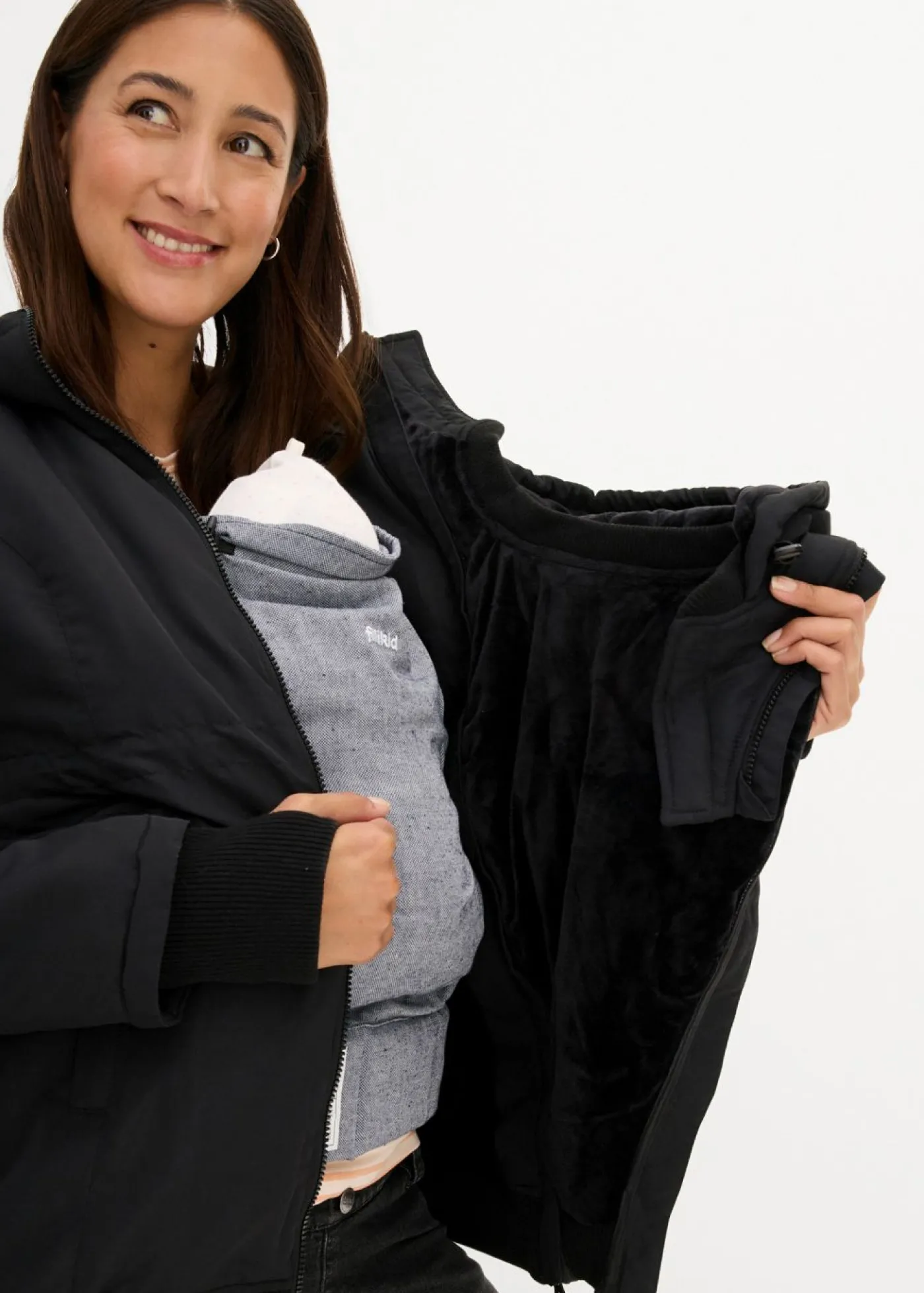 bonprix bonprix Chaqueta de porteo/premamá de invierno Negro Hot