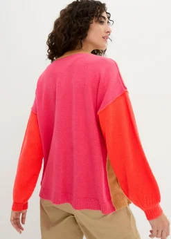 bonprix bonprix Chaqueta de punto beige crema-vnaranja neón-rosa oscuro Online