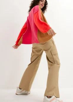 bonprix bonprix Chaqueta de punto beige crema-vnaranja neón-rosa oscuro Online