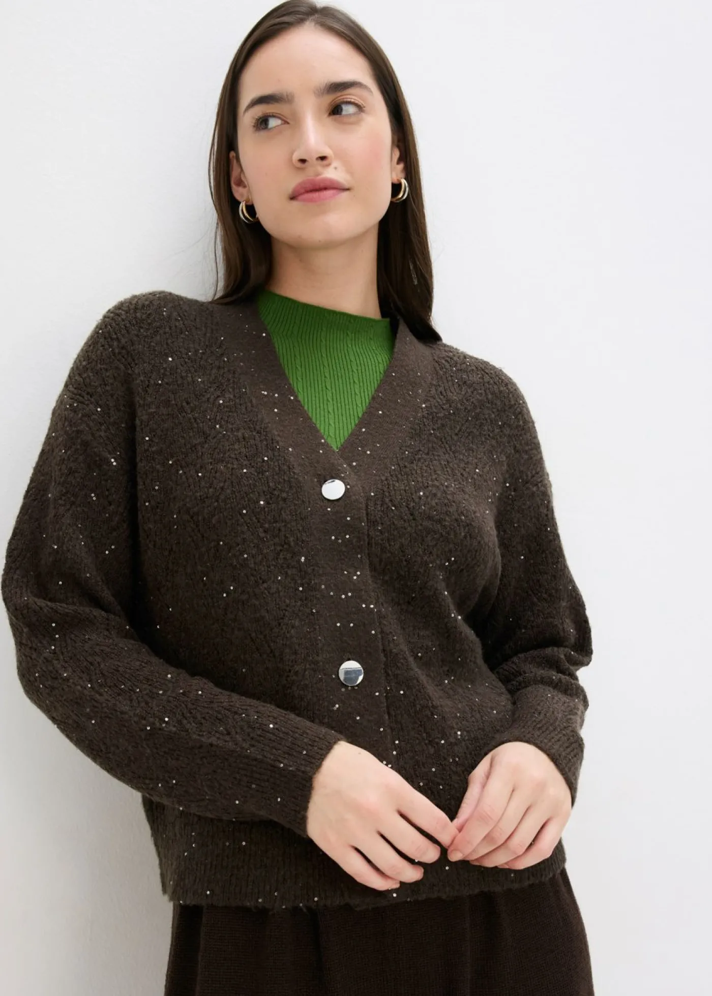bonprix bonprix Chaqueta de punto ajour Marrón oscuro Sale