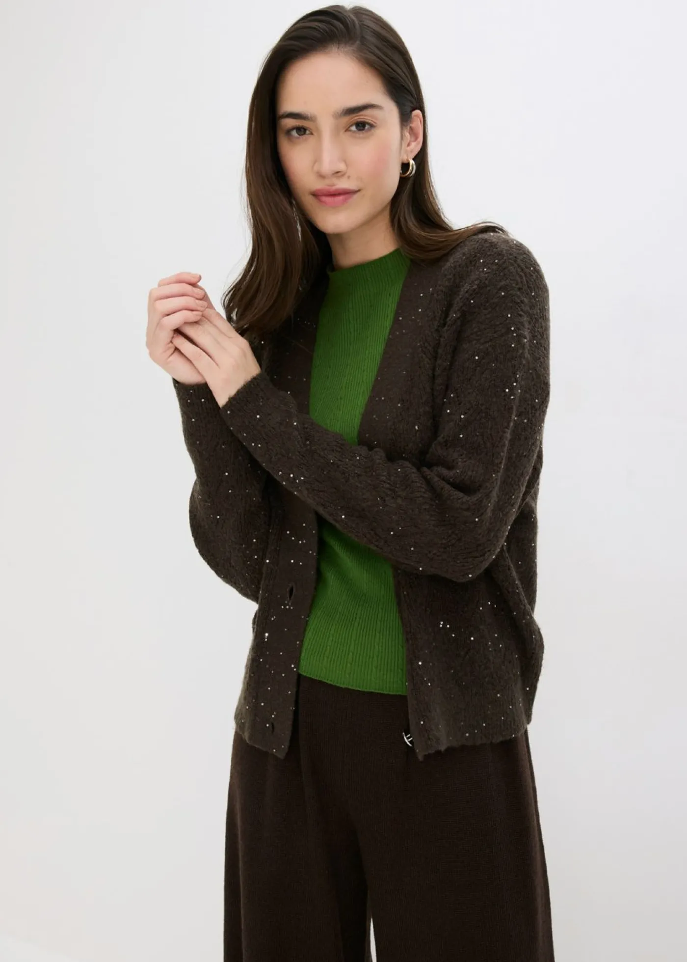 bonprix bonprix Chaqueta de punto ajour Marrón oscuro Sale