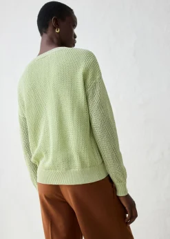 bonprix bonprix Chaqueta de punto ajour verde tiza New