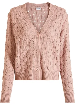 bonprix bonprix Chaqueta de punto ajour Rosa palo Online